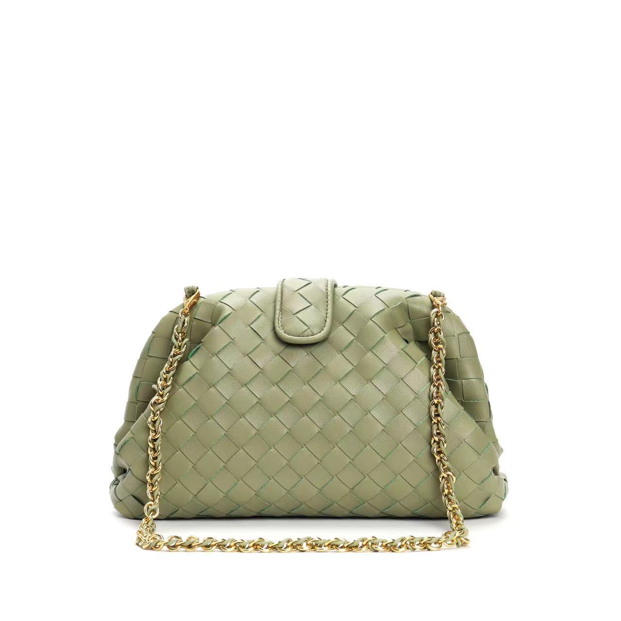 Genuine Leather Woven Shoulder Bag