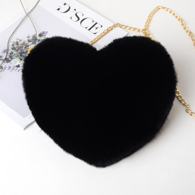 Fluffy Heart Messenger Bag - BAGMODA