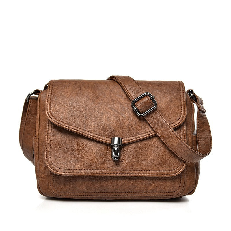 Soft leather retro crossbody bag