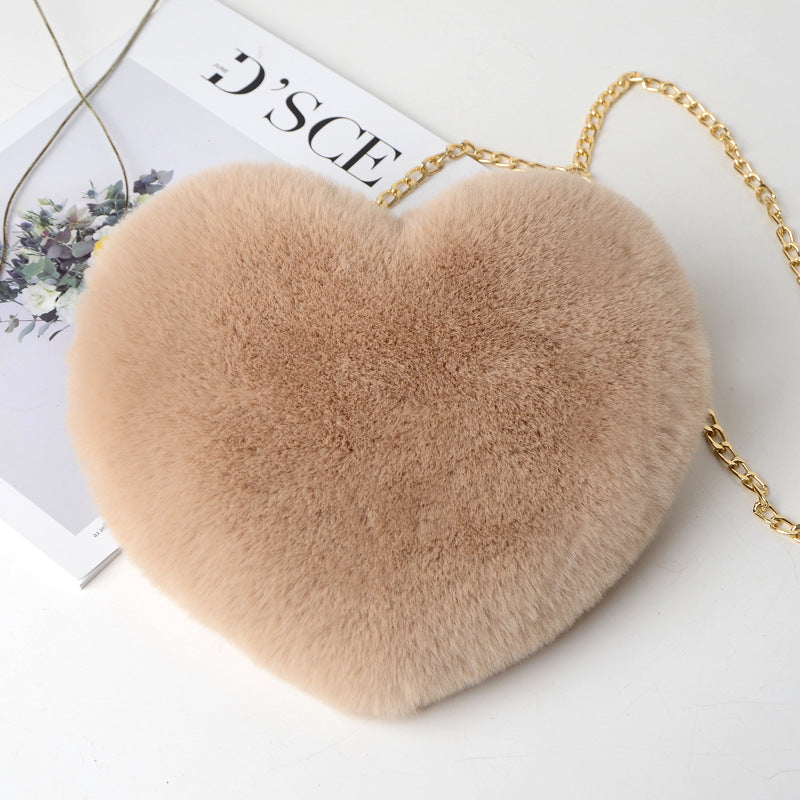 Fluffy Heart Messenger Bag - BAGMODA