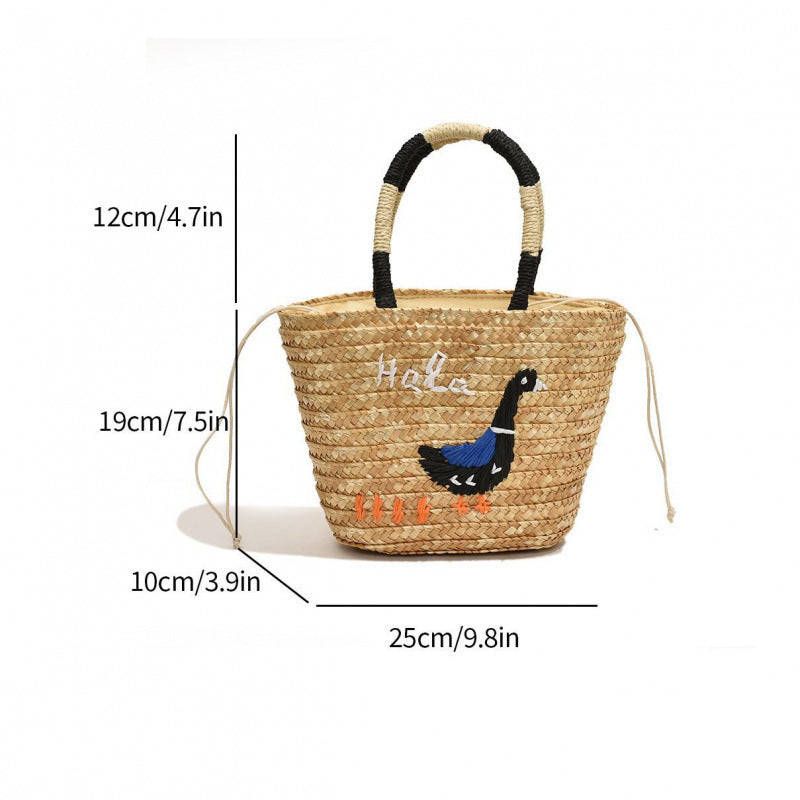 Bolso de hombro para mujer con cesta de verduras tejida a mano