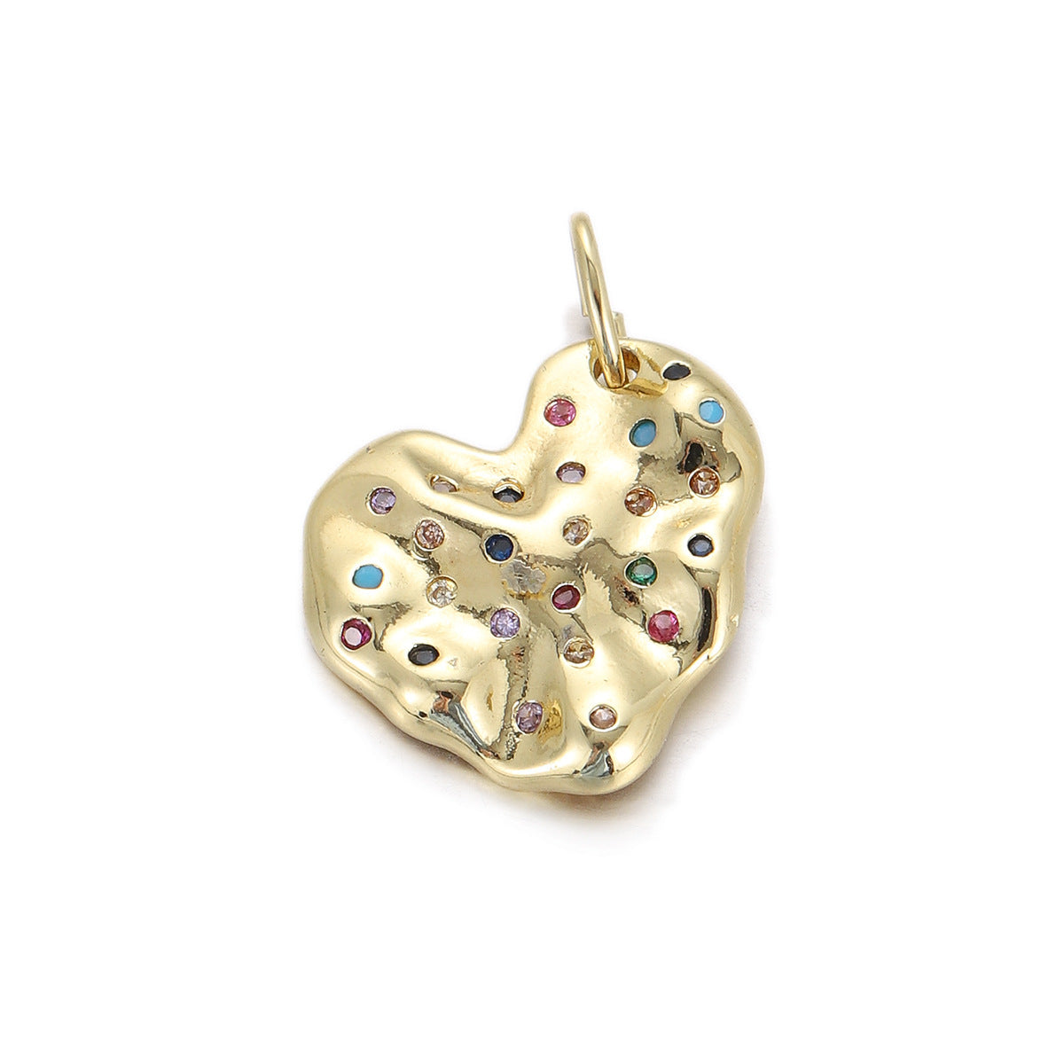 Oil Dripping Heart Donut Geometric Pendant Fashion Micro Inlay Ornament