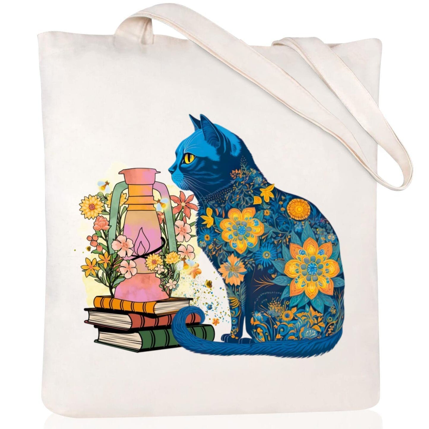 Cartoon Cat Printed Canvas Shoulder Bag