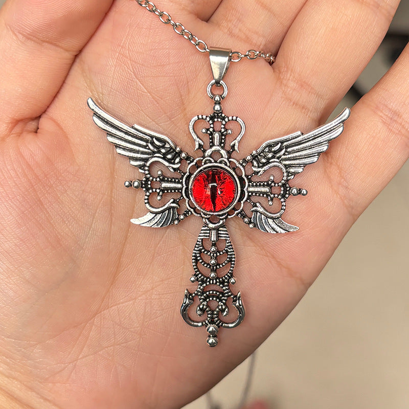 Creative Devil Wings Cross Necklace Necklace