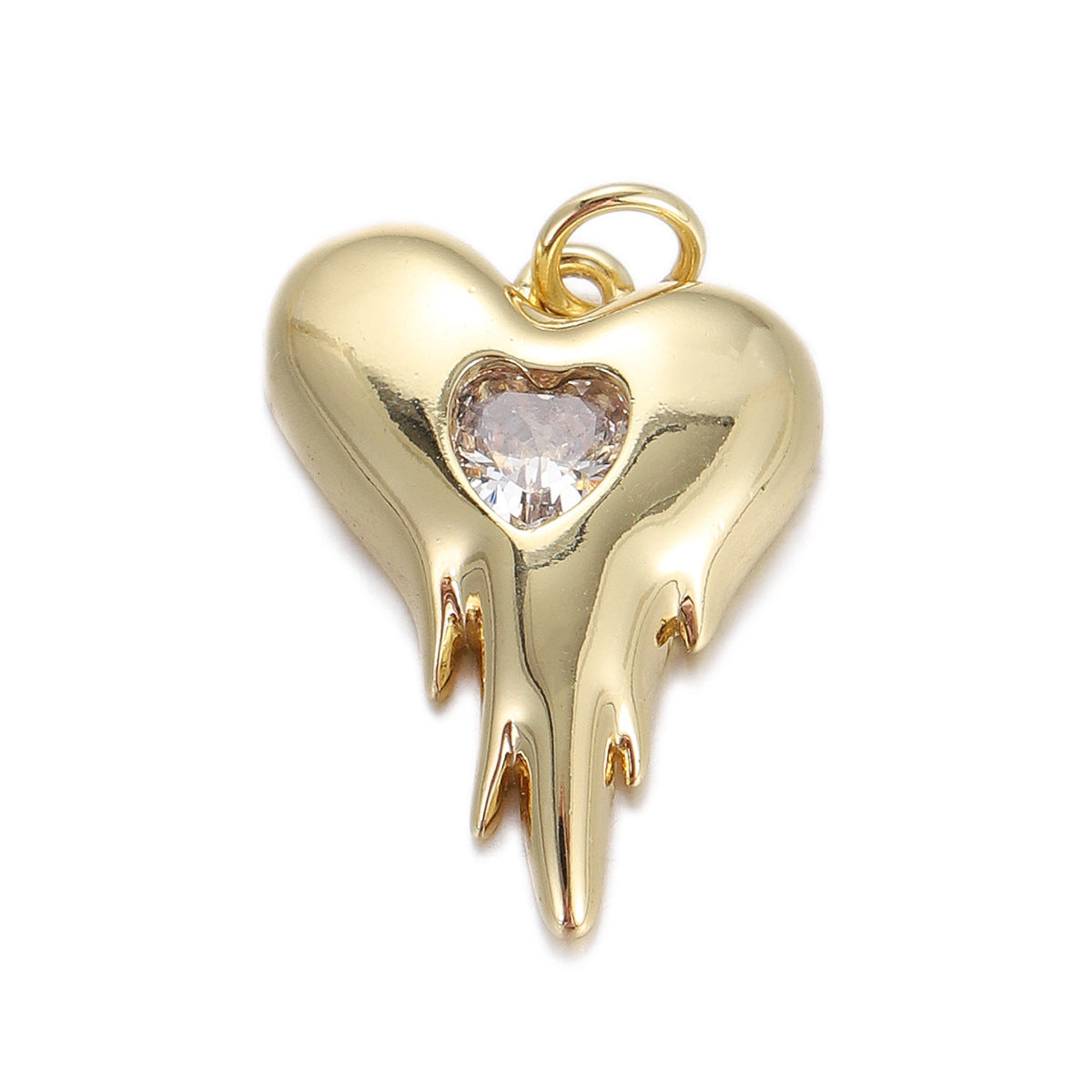 Oil Dripping Heart Donut Geometric Pendant Fashion Micro Inlay Ornament