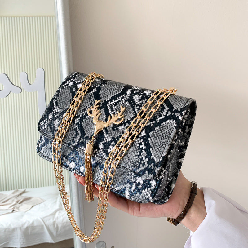 Snake Pattern Tassel Bag