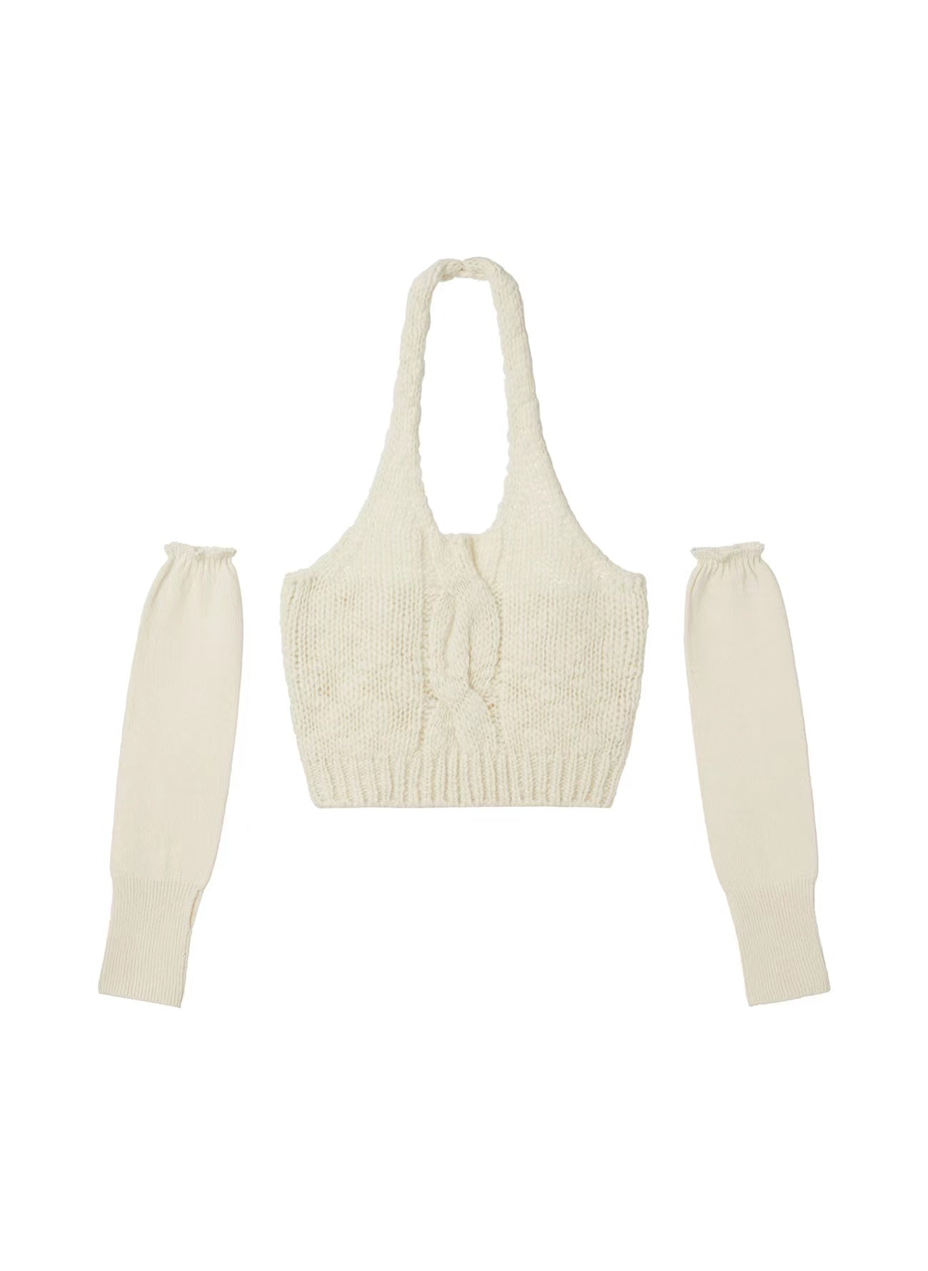 Ladies Off Shoulder Halter Sling Gloves Sweater Knitwear