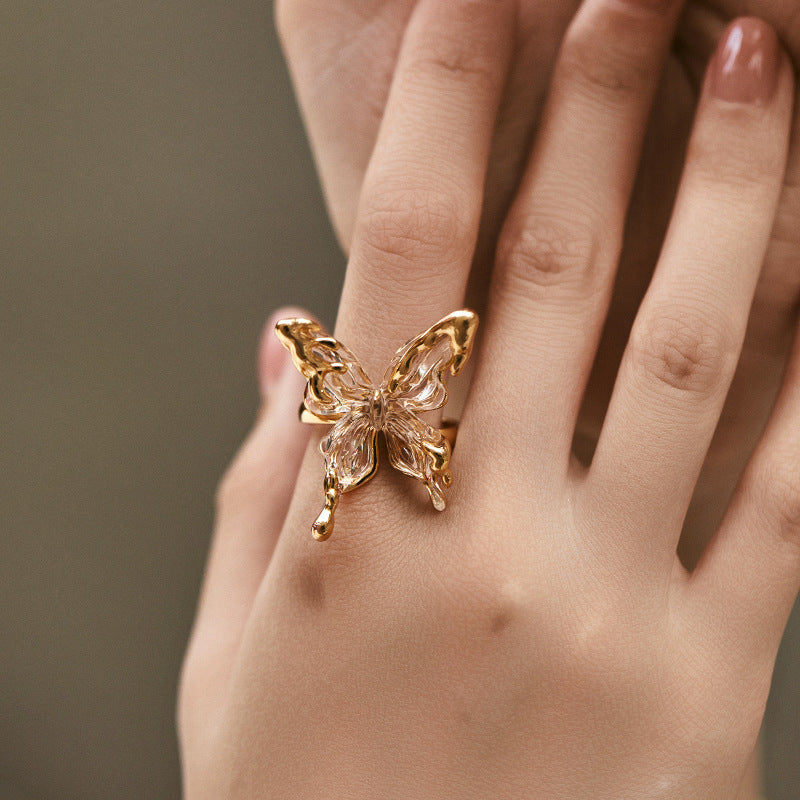 Butterfly Animal Element Exaggerated Personalized Copper Plating Finger Ring