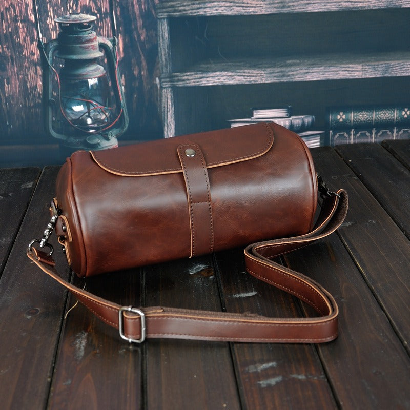 Fashionable Single Shoulder Cylinder Bag Retro Trendy and Personalized Creative Cylinder Bag - BAGMODA