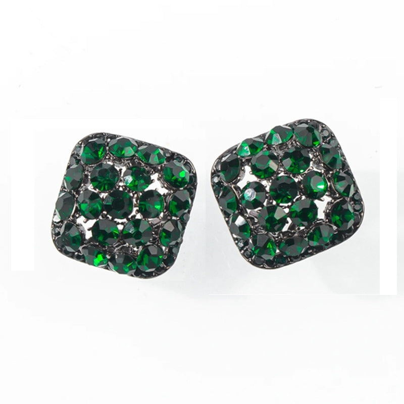 Delicate Super Shining Full Diamond Geometric Square Stud Earrings