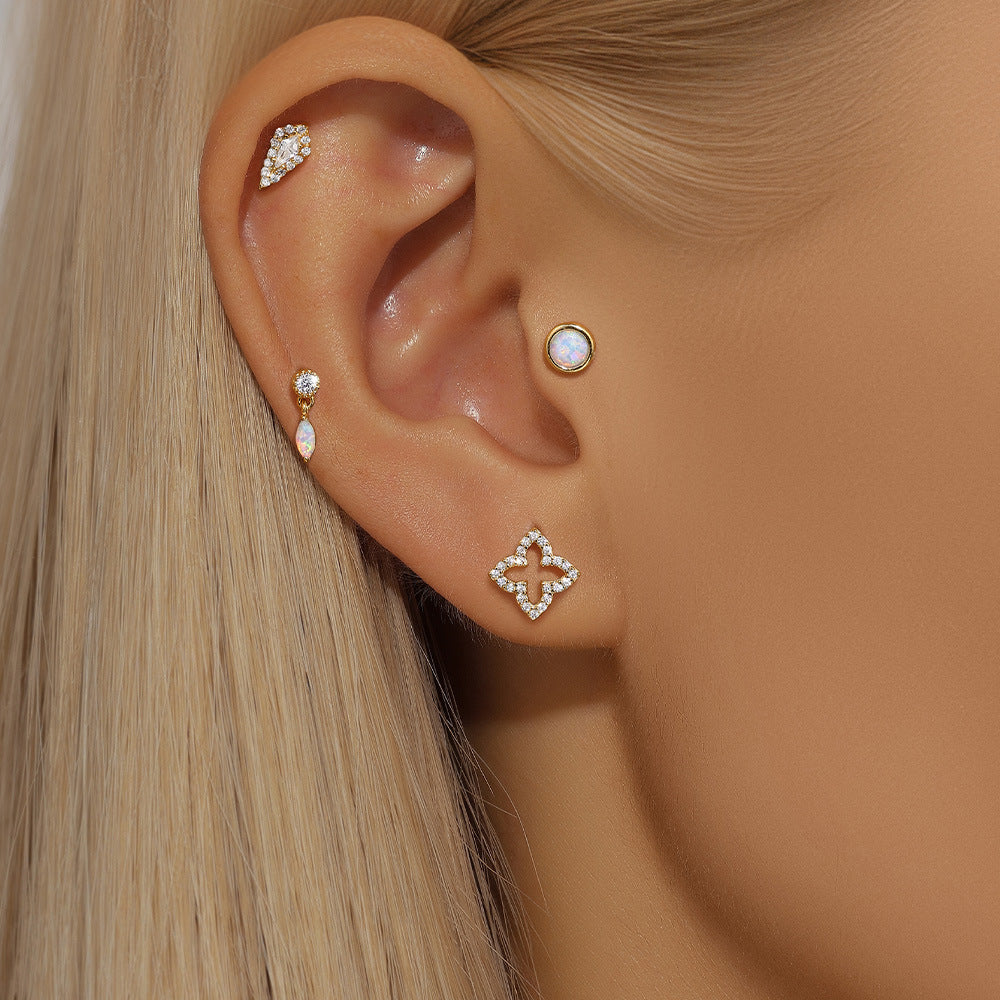 S925 Sterling Silver Flat Column Thread Piercing Ear Bone Stud