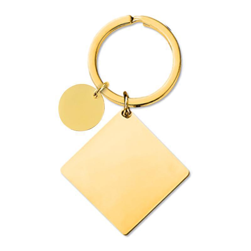 Metal Keychains Square Accessories Holiday Gift Metal Lettering Keychain