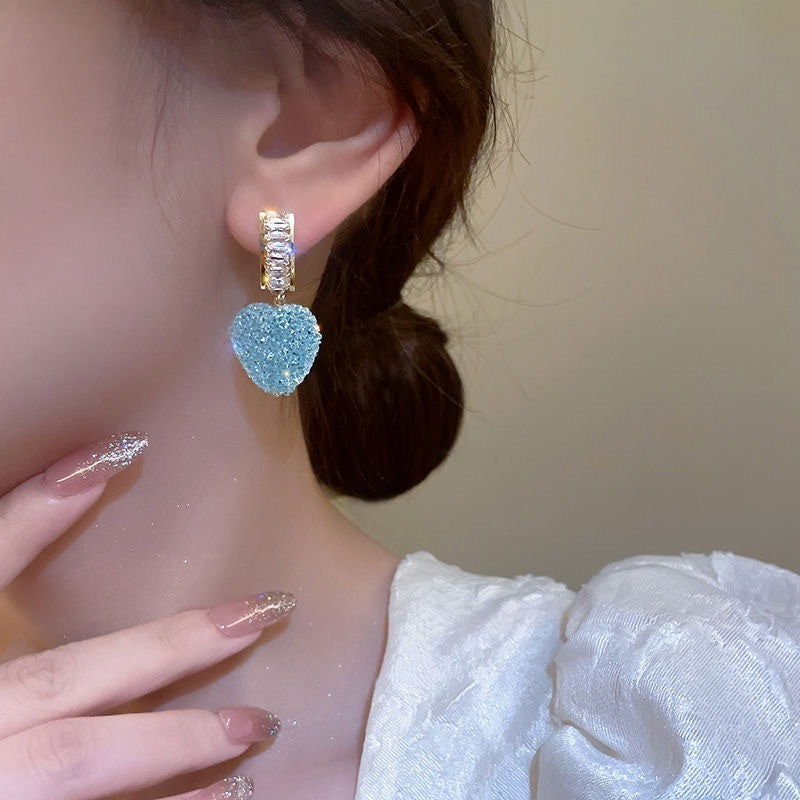 Love Is Full Of Peach Heart Earrings Temperament And High Sense