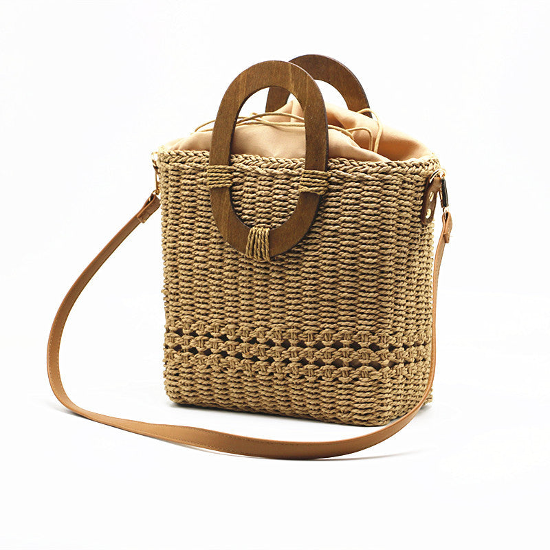 Damen One-Shoulder Hand-gehalten Grass Hollow Woven Paper