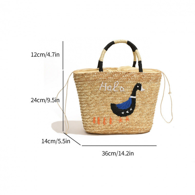 Women's Hand-woven Vegetable Basket Shoulder Tote Bag