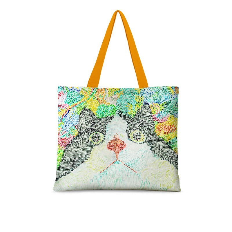 Cat Illustration Canvas Bag