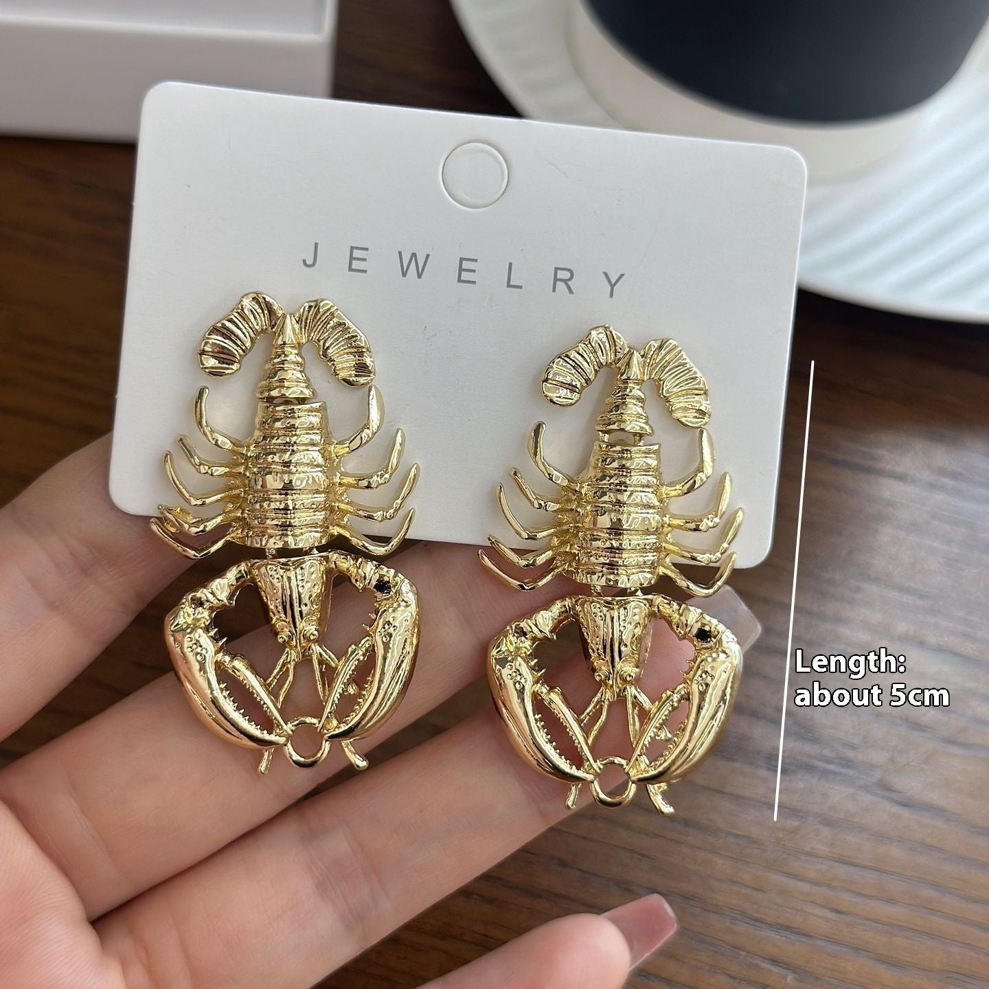 Marine Life Metal Texture Golden Crab Earrings