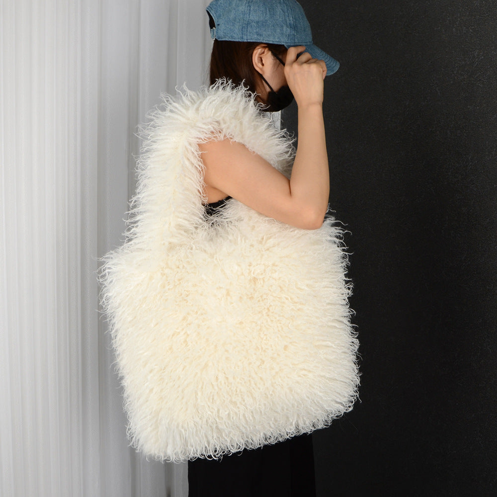 Faux Fur Beach Wool Plush Bag