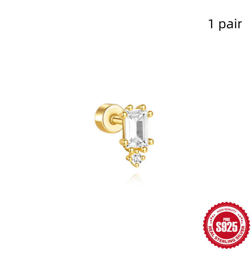 S925 Sterling Silver Flat Column Thread Piercing Ear Bone Stud