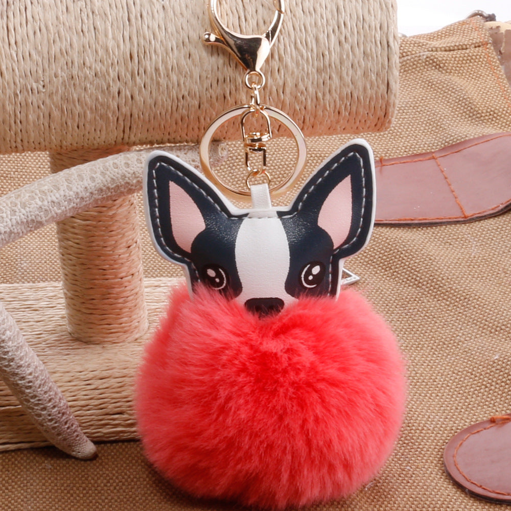 PU puppy feather ball key pendant Pendant