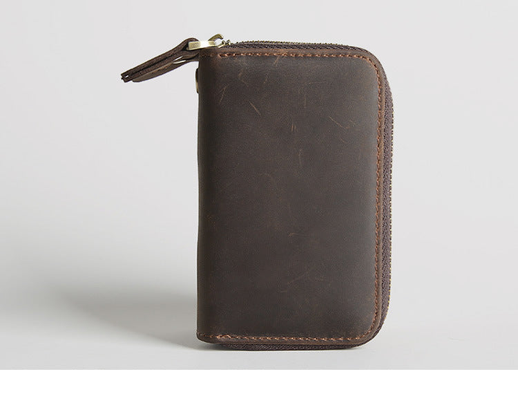Retro Leather Hand-held Short Key Bag