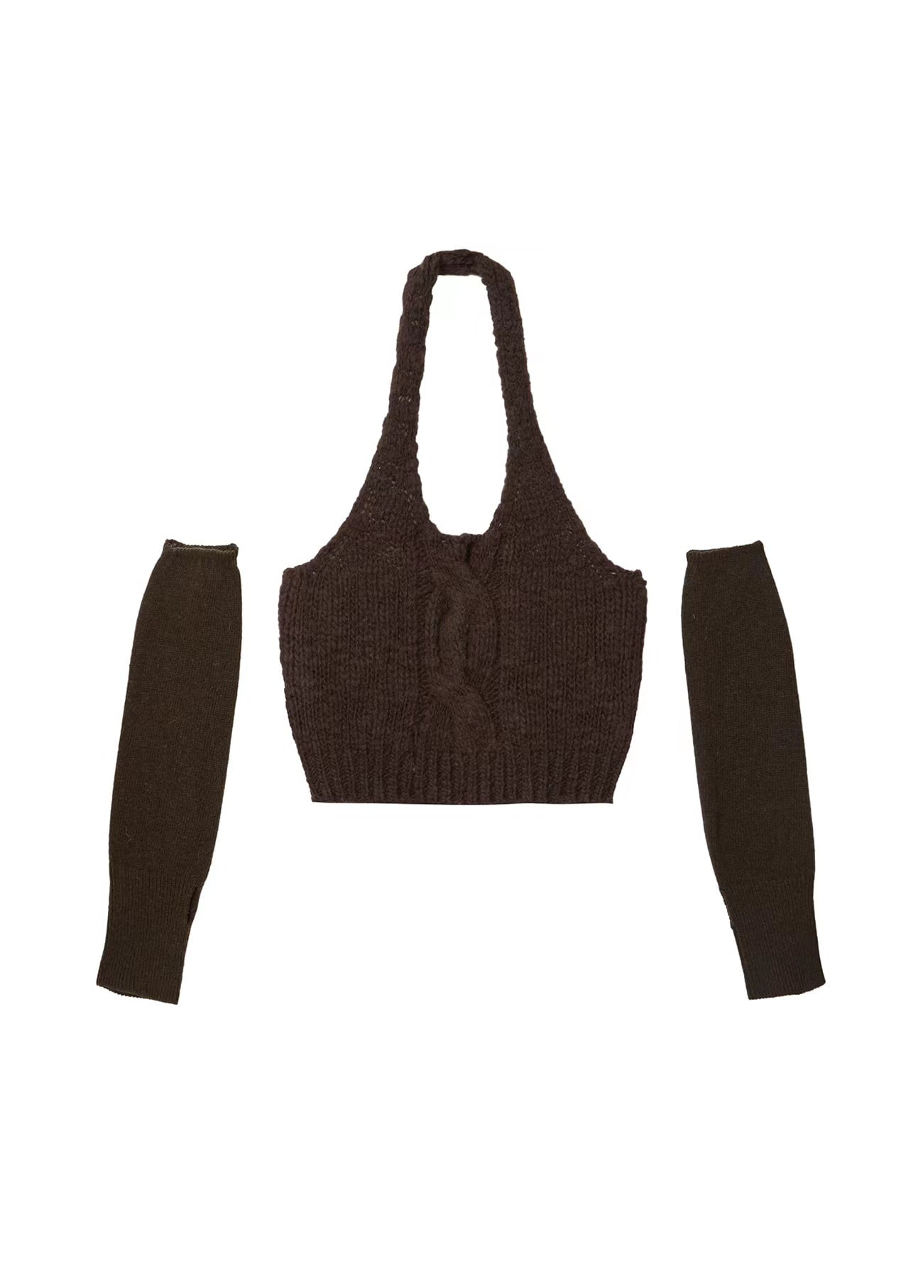Ladies Off Shoulder Halter Sling Gloves Sweater Knitwear