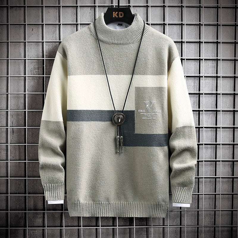 Sweater Men's Thickened Mink Velvet Loose Knit Shirt Mid-neck Line Clothing