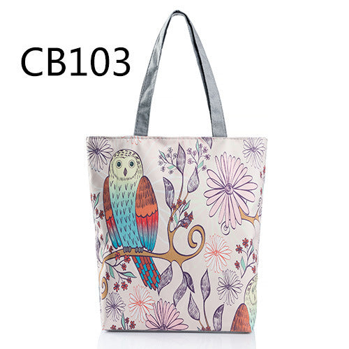 Owl print canvas bag
