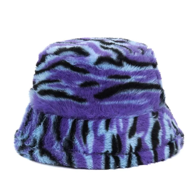 Panama Zebra Print Plush Velvet Hat