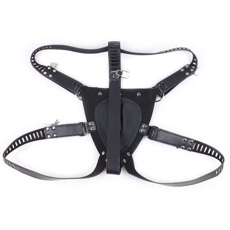 Chastity Leather Pants With Lock Bondage Black Men - BAGMODA