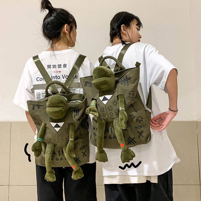 Travel graffiti printing cute frog Backpack
