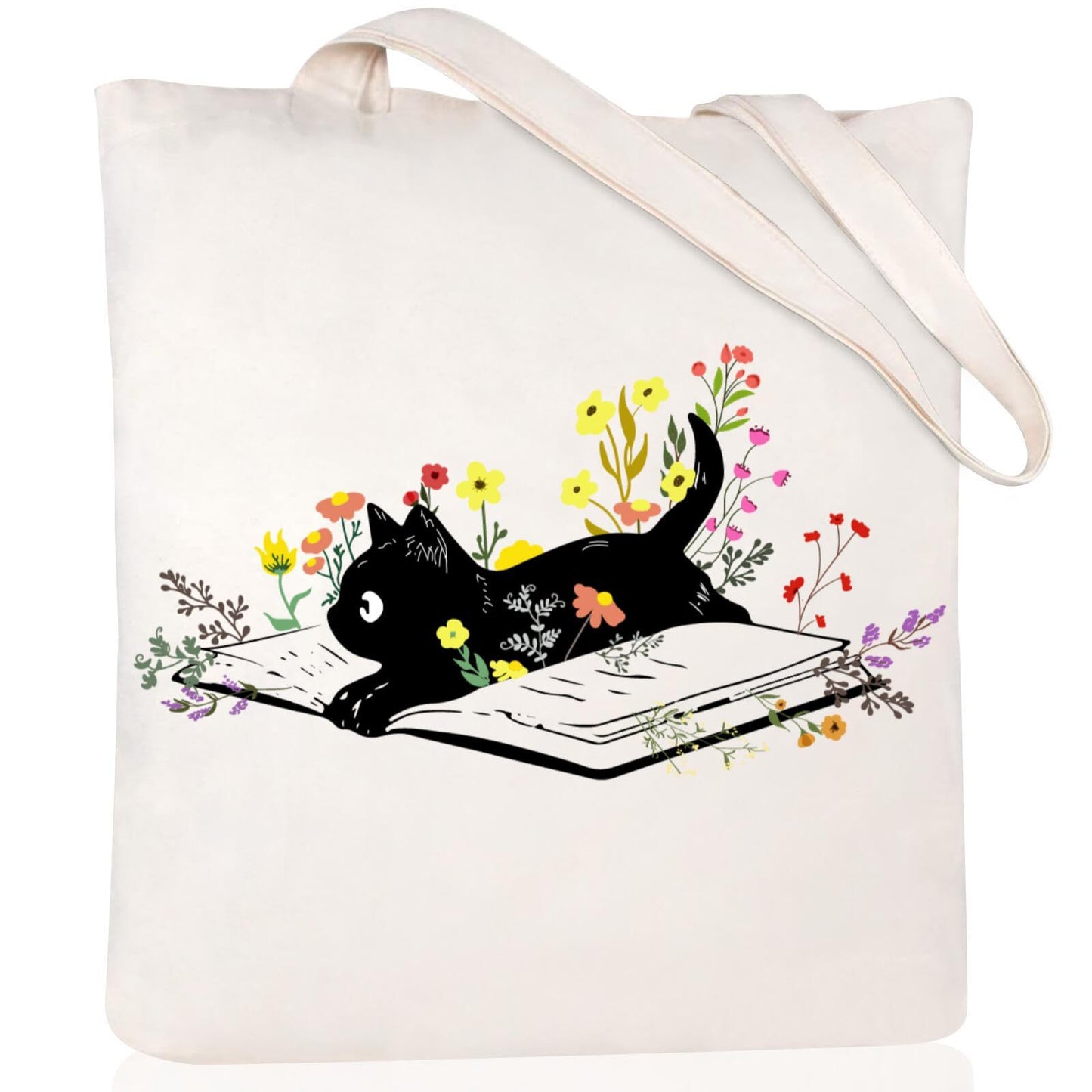 Cartoon Cat Printed Canvas Shoulder Bag