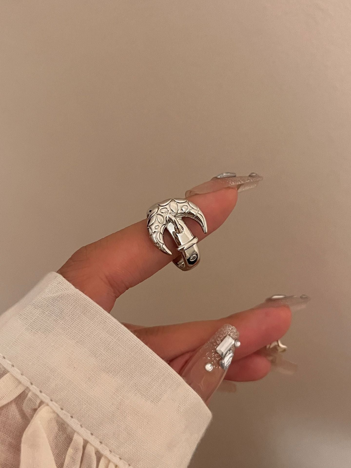 Retro Five-pointed Star Moon Hip Hop Fashion Personality High Sense Ring