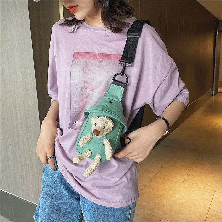 Girls Bear Canvas Chest Bag