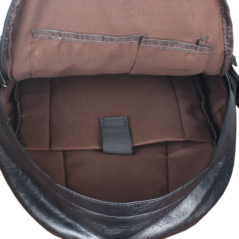 Men's Casual Travel Pu Leather Backpack