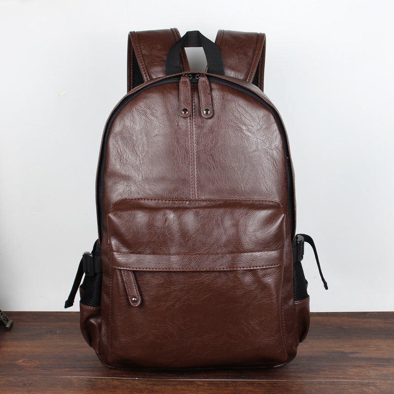Men's Casual Travel Pu Leather Backpack