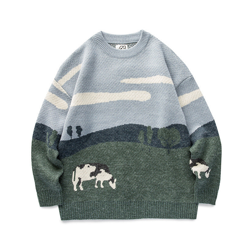 Vintage Contrast Crew Neck Sweater