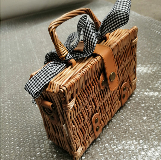 Hand-woven Small Square Portable Rattan Bag