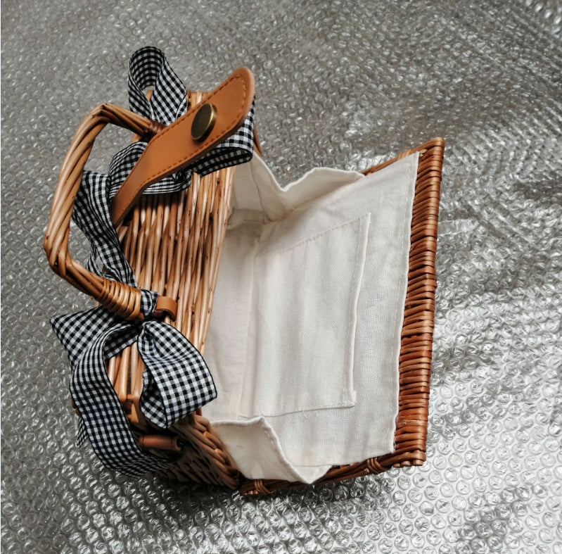 Hand-woven Small Square Bag Portable Rattan Bag