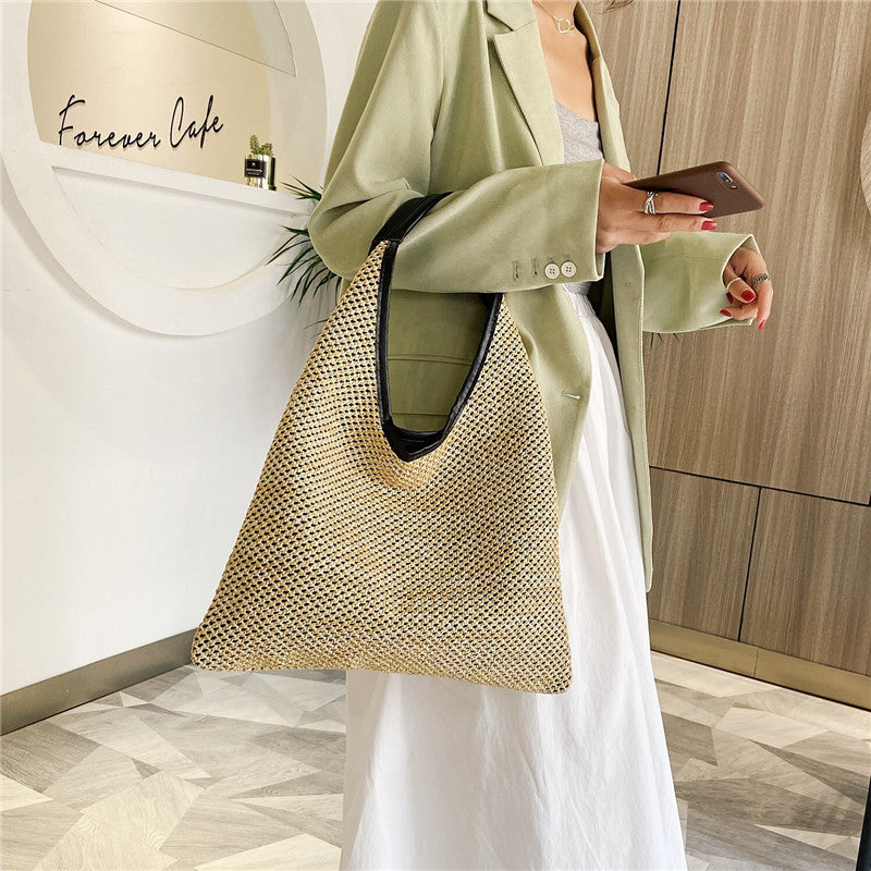Woven Female Handbags Casual Totes
