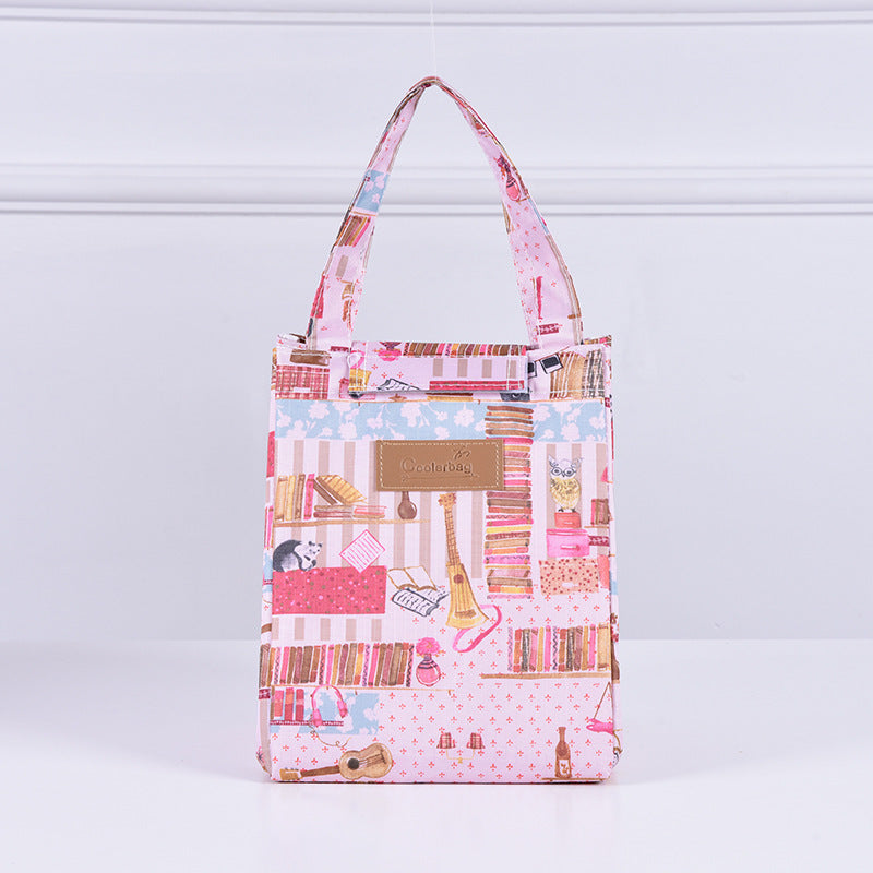 Color Portable Insulated Lunch Bag Cartoon Pattern Outdoor Picnic Bag