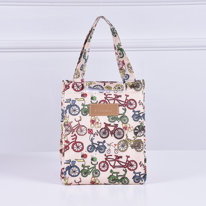 Color Portable Insulated Lunch Bag Cartoon Pattern Outdoor Picnic Bag