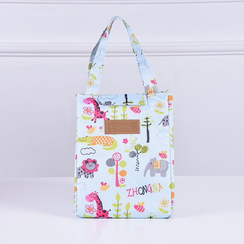 Color Portable Insulated Lunch Bag Cartoon Pattern Outdoor Picnic Bag