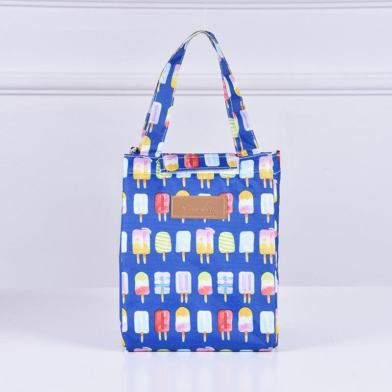 Color Portable Insulated Lunch Bag Cartoon Pattern Outdoor Picnic Bag