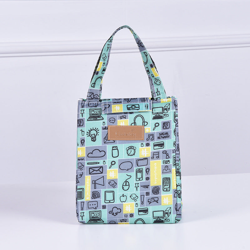 Color Portable Insulated Lunch Bag Cartoon Pattern Outdoor Picnic Bag