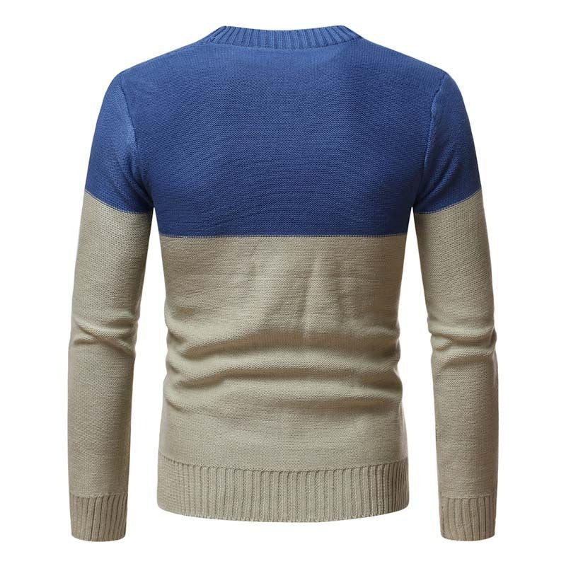 Men's Round Neck Jacquard Pullover Sweater