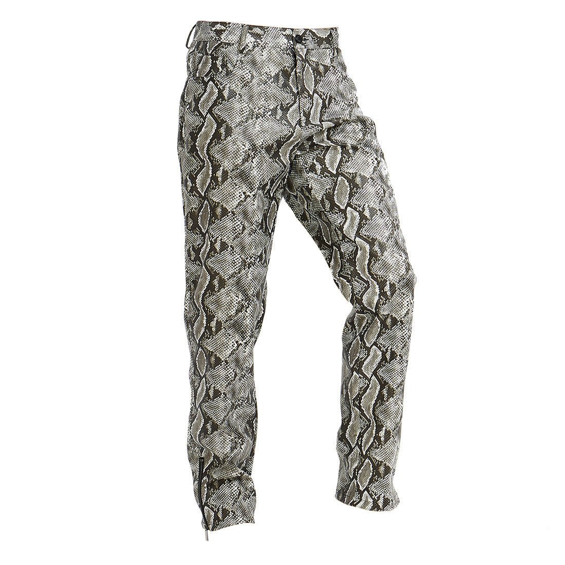 Casual Pants Snakeskin Pattern Men Pu Leather Pants - BAGMODA