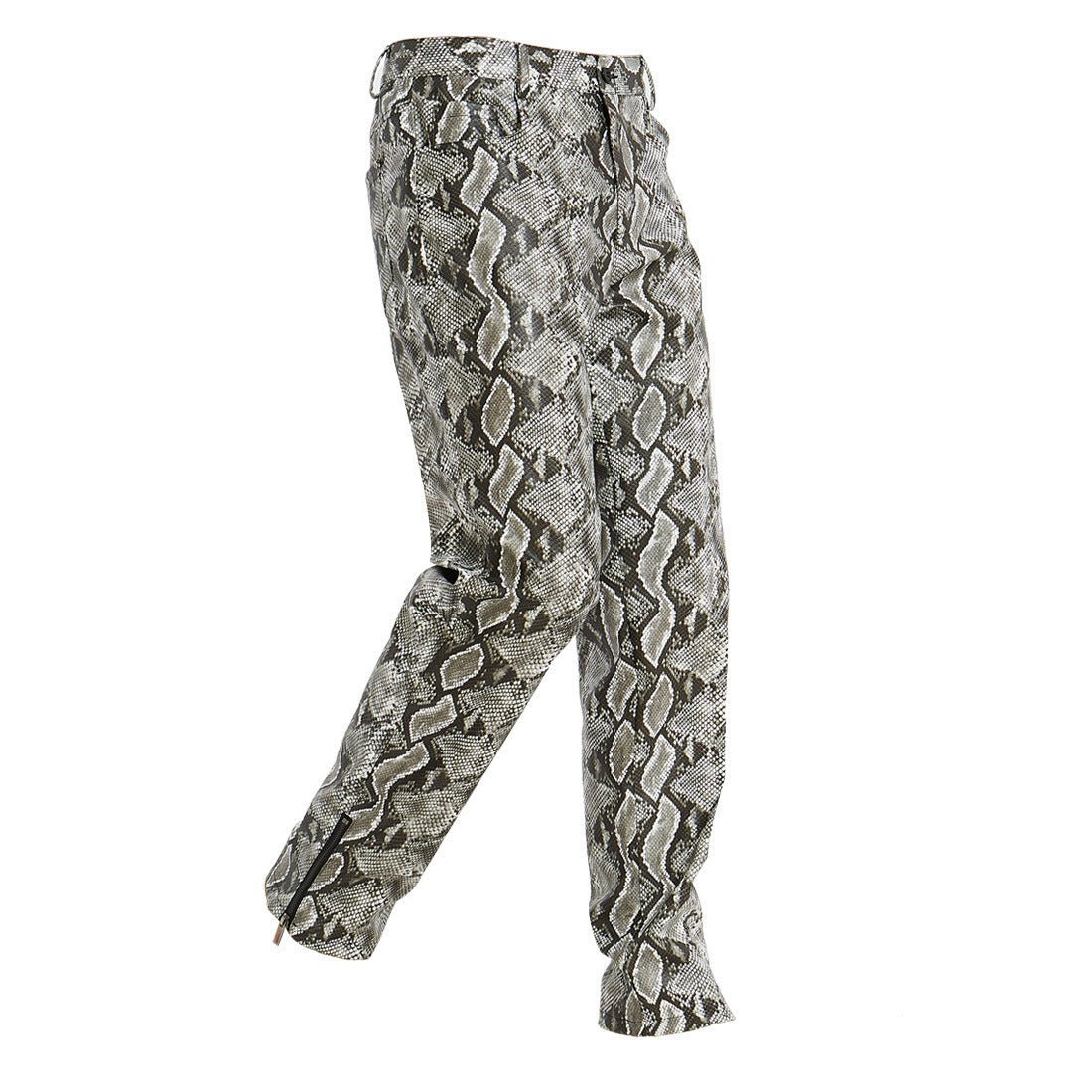 Casual Pants Snakeskin Pattern Men Pu Leather Pants - BAGMODA