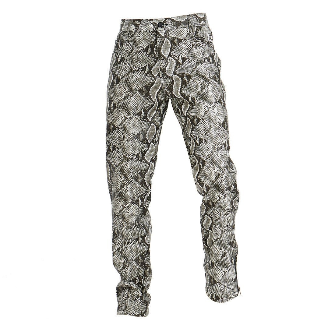 Casual Pants Snakeskin Pattern Men Pu Leather Pants - BAGMODA