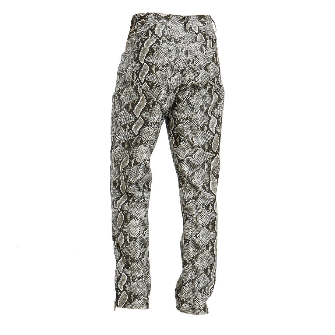 Casual Pants Snakeskin Pattern Men Pu Leather Pants - BAGMODA